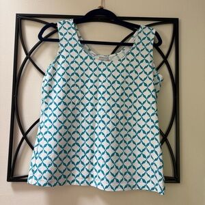 Chico's Boxy Blue and White Sleeveless Tank Top